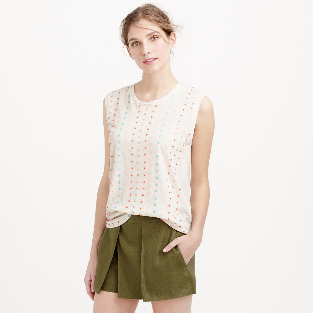 J. Crew stacked sequin shell in gray